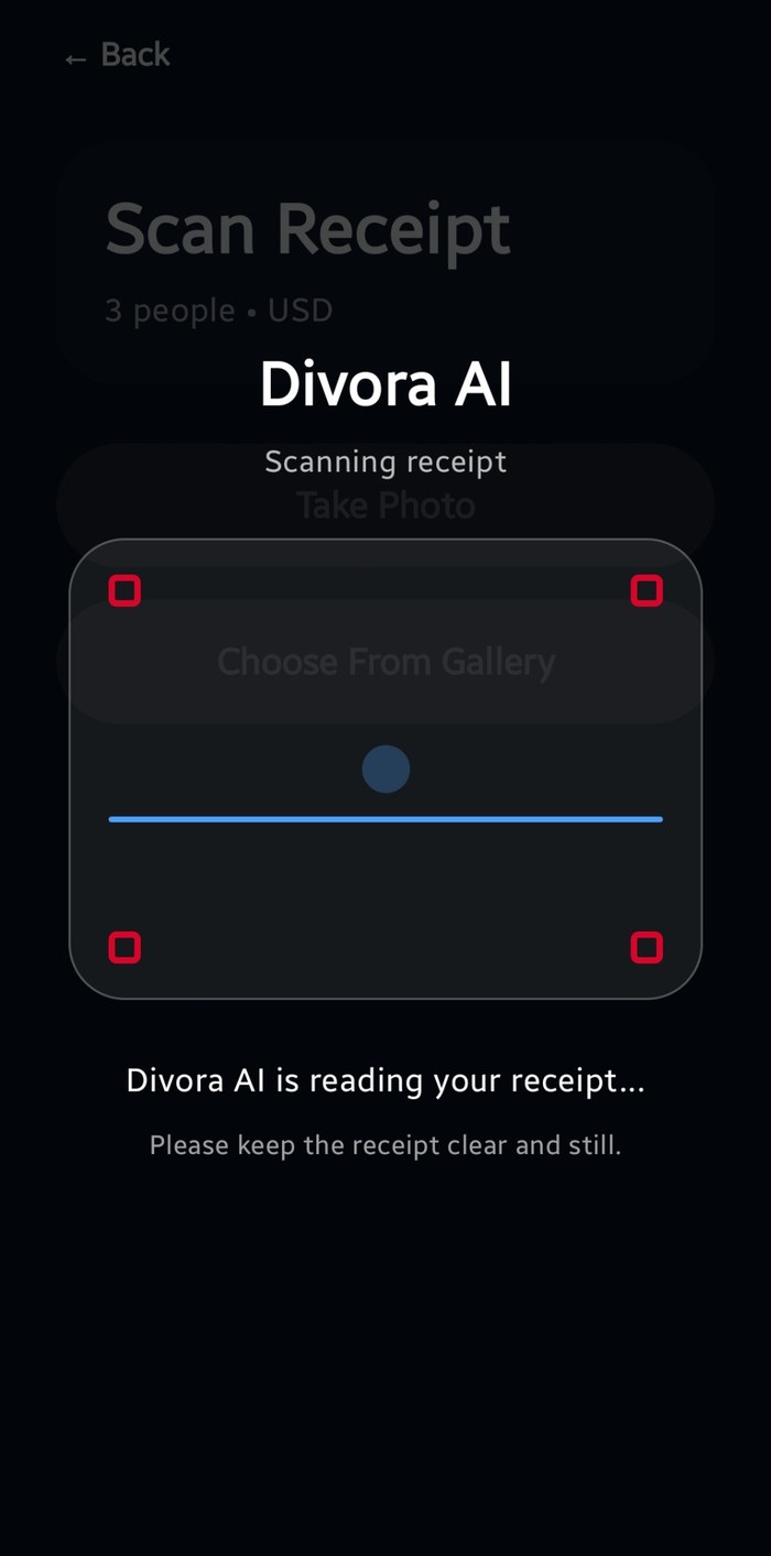Divora AI scanning receipt